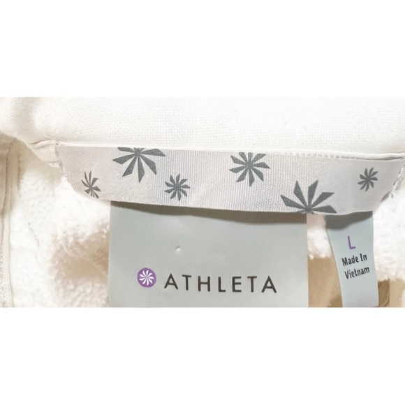 Athleta Sz L White Gray Zip Up Sweatshirt Hoodie Jacket Womens - Picture 7 of 8